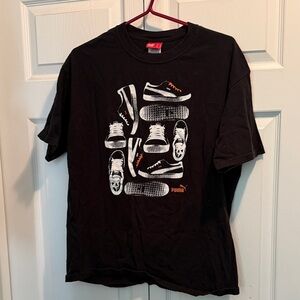 Puma Black Tee with White and Orange Sneaker Graphics